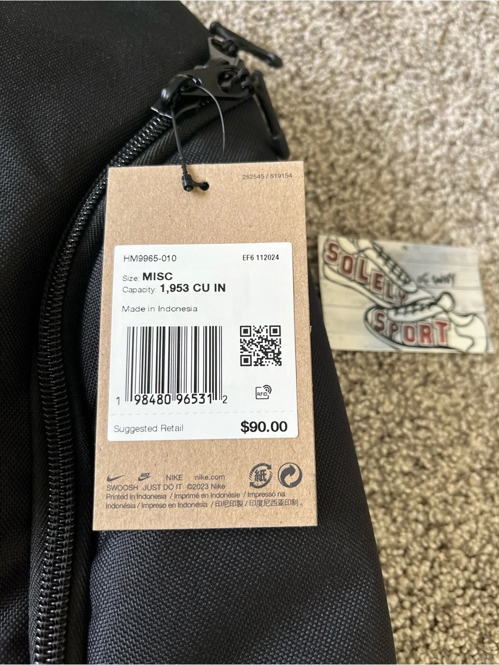 New Authentic Nike Varsity Elite Hoops Backpack Black White Basketball Bag